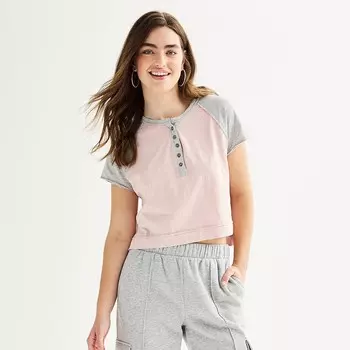 Юниорская университетская футболка SO с рукавами реглан в стиле хенли, цвет Neda Lavender