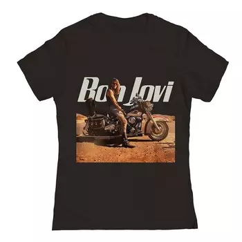 Юниорская/женская футболка с рисунком Bon Jovi Wanted Licensed Character, черный