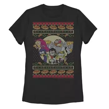 Юниорские комиксы DC «Юные титаны, вперед!» Футболка в стиле Ugly Sweater Pizza Friends Licensed Character, черный