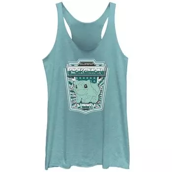 Юниорский танк Pokemon Happy Bulbasaur 001 Tri-Blend Racerback Tank Licensed Character