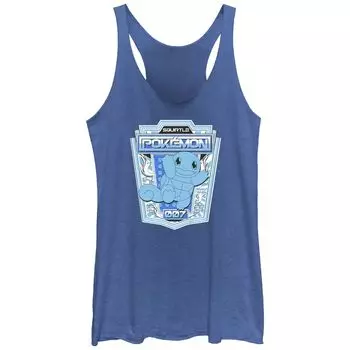 Юниорский значок Pokemon Blue Squirtle Badge 007 Майка Tri-Blend Racerback Licensed Character