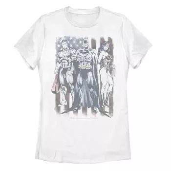 Юниорское трио Лиги Справедливости DC Comics в футболке с флагом Licensed Character