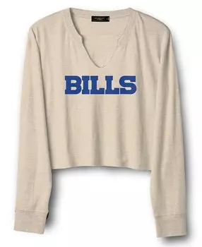 Junk Food Clothing Женская укороченная термотолстовка NFL Buffalo Bills Sunday Cweatshirt, коричневый/бежевый