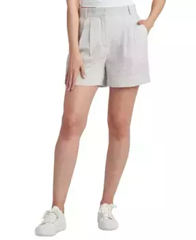 Юношеские полосатые шорты средней посадки со складками спереди BCX, серый