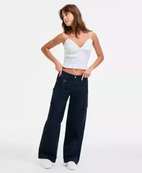 Юношеские широкие брюки-карго с ремешками Celebrity Pink, синий