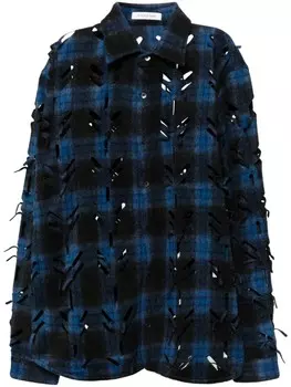 JUNTAE KIM рубашка с вырезами, синий