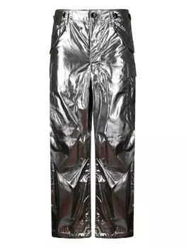 Junya Watanabe брюки с эффектом металлик, серебряный