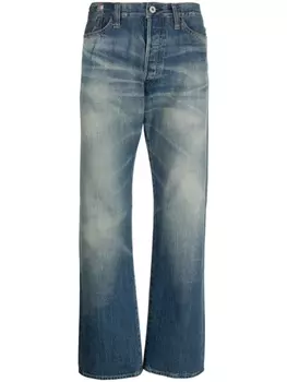Junya Watanabe MAN прямые джинсы с нашивкой, синий