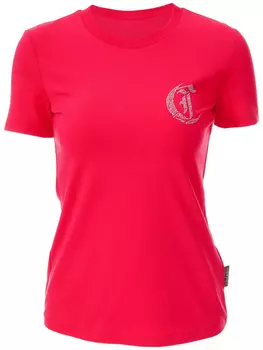 Just Cavalli футболка с декорированным логотипом, розовый