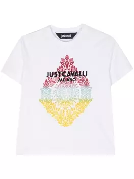 Just Cavalli футболка с фактурным логотипом, белый