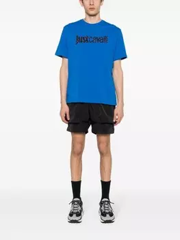 Just Cavalli футболка с фактурным логотипом, синий