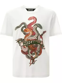 Just Cavalli футболка с графичным принтом, белый