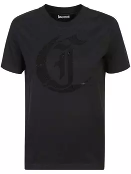 Just Cavalli футболка с кристаллическим логотипом, черный