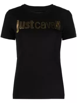 Just Cavalli футболка с круглым вырезом и тисненым логотипом, черный