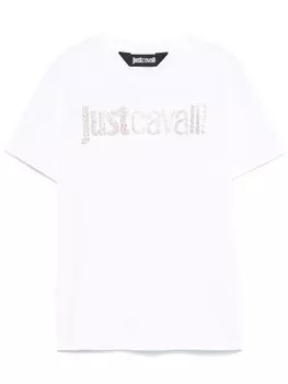 Just Cavalli футболка с логотипом и стразами, белый