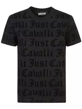 Just Cavalli футболка с логотипом в виде флока, черный