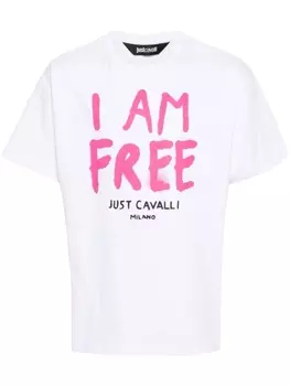 Just Cavalli футболка с надписью, белый
