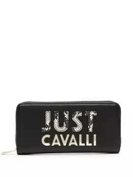 Just Cavalli кошелек на молнии с логотипом, черный