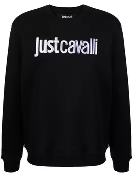Just Cavalli logo-embroidered cotton sweatshirt, черный