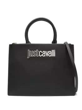 Just Cavalli logo-lettering faux-leather tote bag, черный