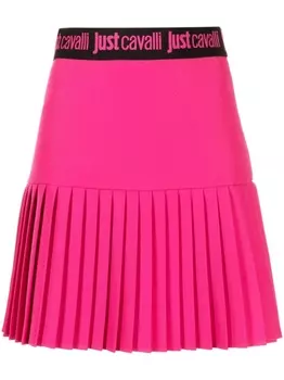 Just Cavalli logo-waistband pleated miniskirt, розовый
