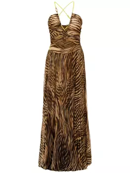 Just Cavalli платье макси с зебровым принтом, коричневый
