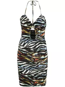Just Cavalli платье мини с зебровым принтом и сборками, черный