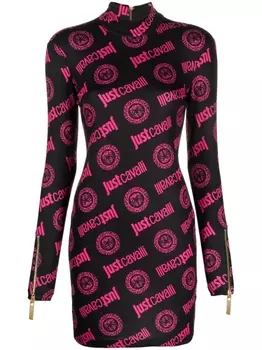 Just Cavalli платье мини с жаккардовым логотипом, черный
