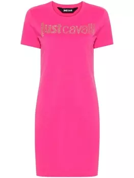Just Cavalli платье-рубашка с логотипом, розовый