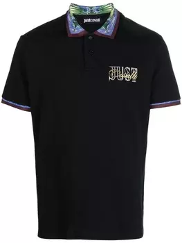 Just Cavalli рубашка поло с контрастной отделкой, черный