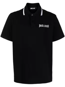 Just Cavalli рубашка поло с вышитым логотипом, черный