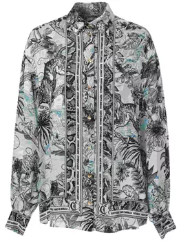 Just Cavalli рубашка с цветочным принтом, белый