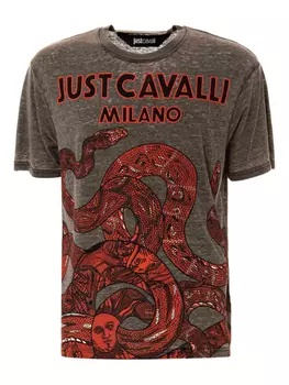 Just Cavalli snake-print Футболка, серый