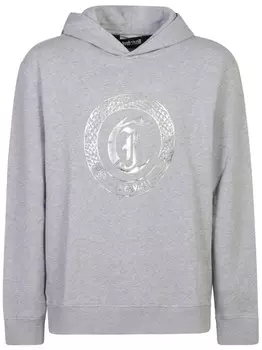 Just Cavalli толстовка с капюшоном из хлопка с вышивкой, серый
