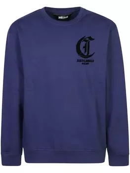 Just Cavalli толстовка с логотипом в виде флока, синий