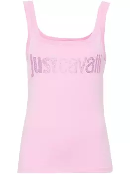Just Cavalli топ с логотипом из страз, розовый