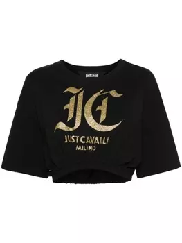 Just Cavalli укороченный топ с логотипом, черный