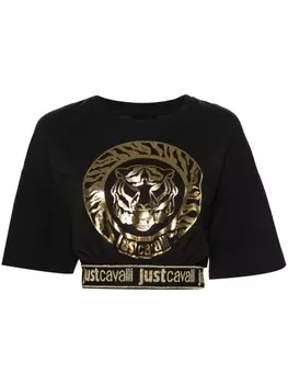 Just Cavalli укороченный топ с логотипом, черный