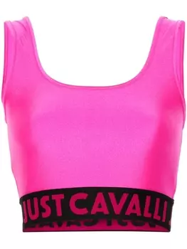 Just Cavalli укороченный топ с логотипом, розовый