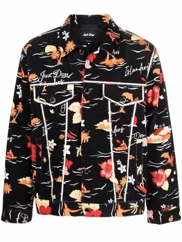 Just Don куртка с цветочным принтом и вышитым логотипом, черный