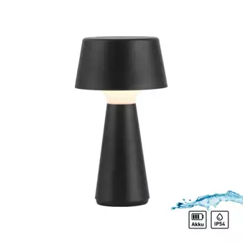 JUST LIGHT Настольная лампа «ABERA», 1 лампочка, источник света Светодиодный модуль | Прочно встроенный светодиод, индикатор батареи, черный