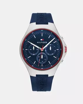 Justin 1792057 многофункциональные синие силиконовые мужские часы Tommy Hilfiger, синий