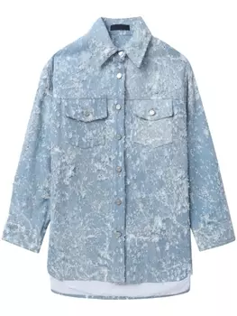 Juun.J джинсовая рубашка с эффектом потертости, синий