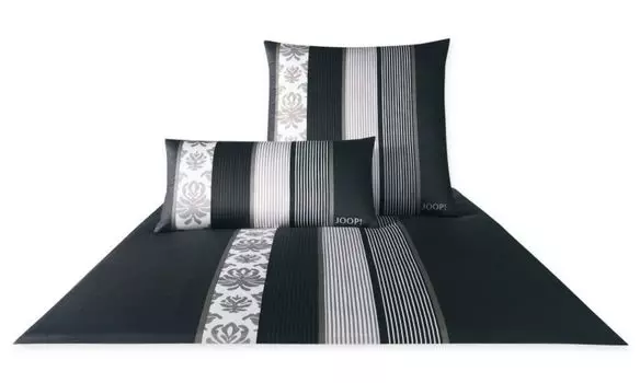 ЙУУП! Постельное белье Mako-Satin Ornament Stripe 4022-цвет черный-9, 135/200 см+80/80 см Joop