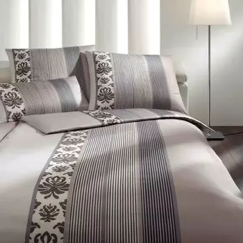 ЙУУП! Постельное белье Mako-Satin Ornament Stripe 4022-цвет графит-77, 155/220 см+80/80 см Joop