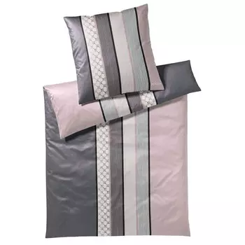 ЙУУП! Сатиновое постельное белье Mako Cornflower Stripe 4069 200х200см+80х80, цвет глубокий розовый Joop