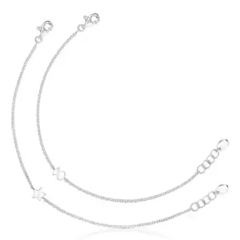 Ювелирный комплект браслетов Tous Mini Icons Bear-Star, 2 предмета, серебро