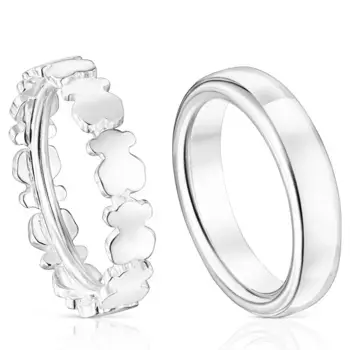 Ювелирный комплект колец Tous Straight, 2 предмета, серебро