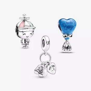 Ювелирный комплект Pandora It's a Boy! Gender Reveal Charm, 3 предмета