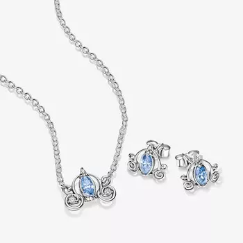 Ювелирный комплект Pandora x Disney Cinderella's Carriage Stud Earrings And Necklace, 2 предмета